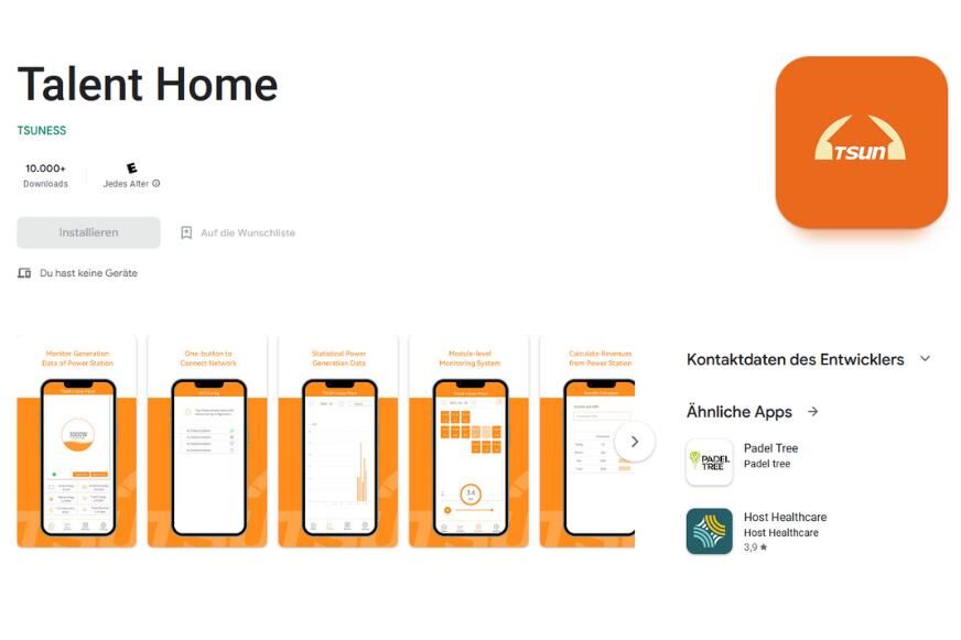 Die TSUN Talent Home App wird bei Google im Playstore gezeigt.